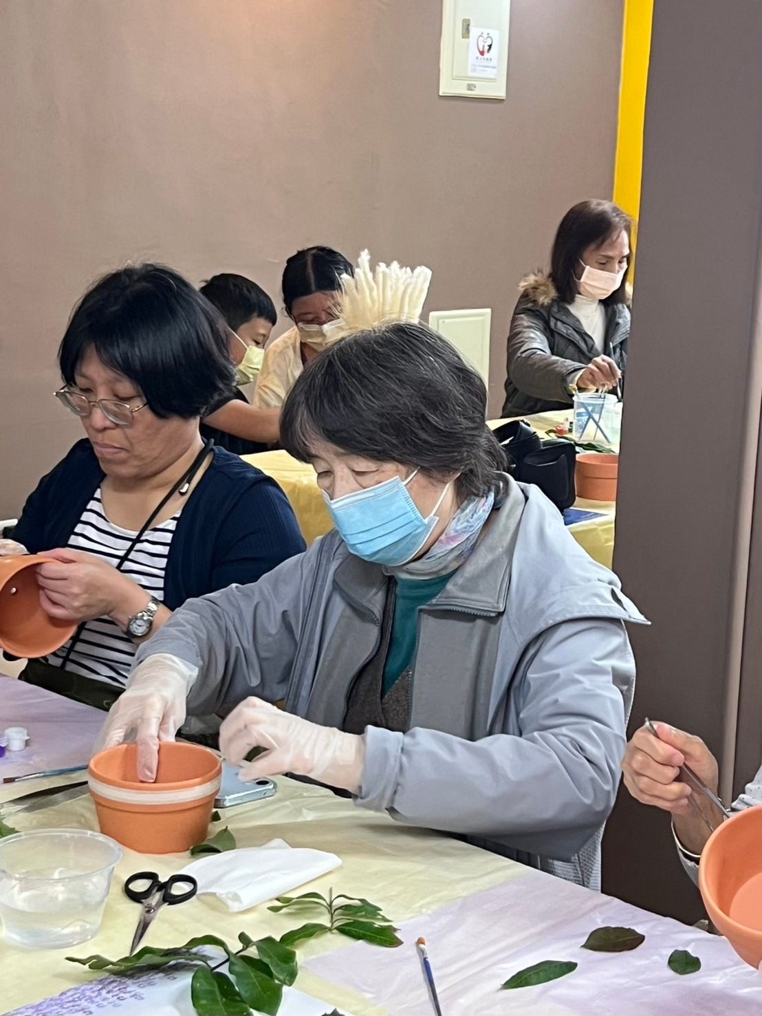 樹葉拓印多肉盆栽手作